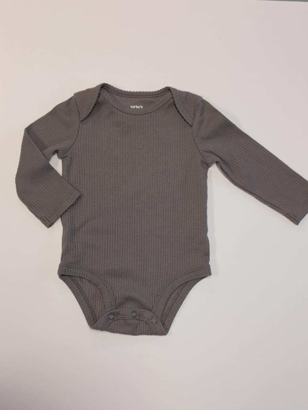 Carter's Long Sleeve Ribbed One-Piece in Gray